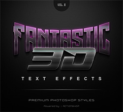 极品PS样式－10个3D金属效果(第八套/含PSD文件)：Fantastic 3D Text Effects Vol.8
